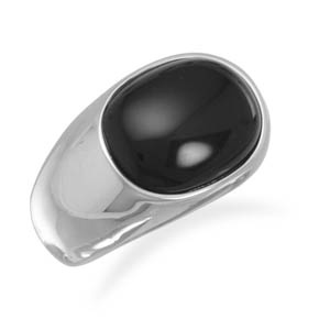 Stainless Steel and Black Onyx Ring  W8033